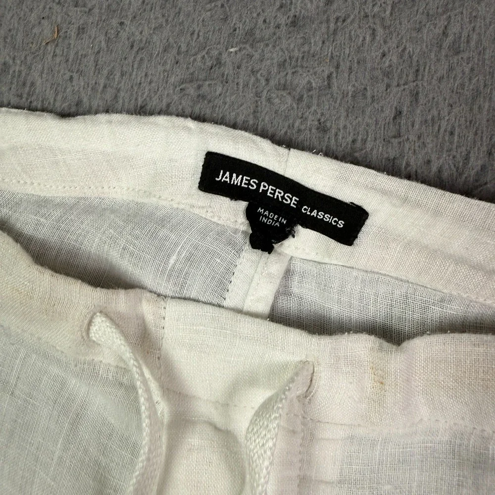 James Perse Pants Mens Size 3 (44x30) 100% Linen Drawstring Relaxed Trouser